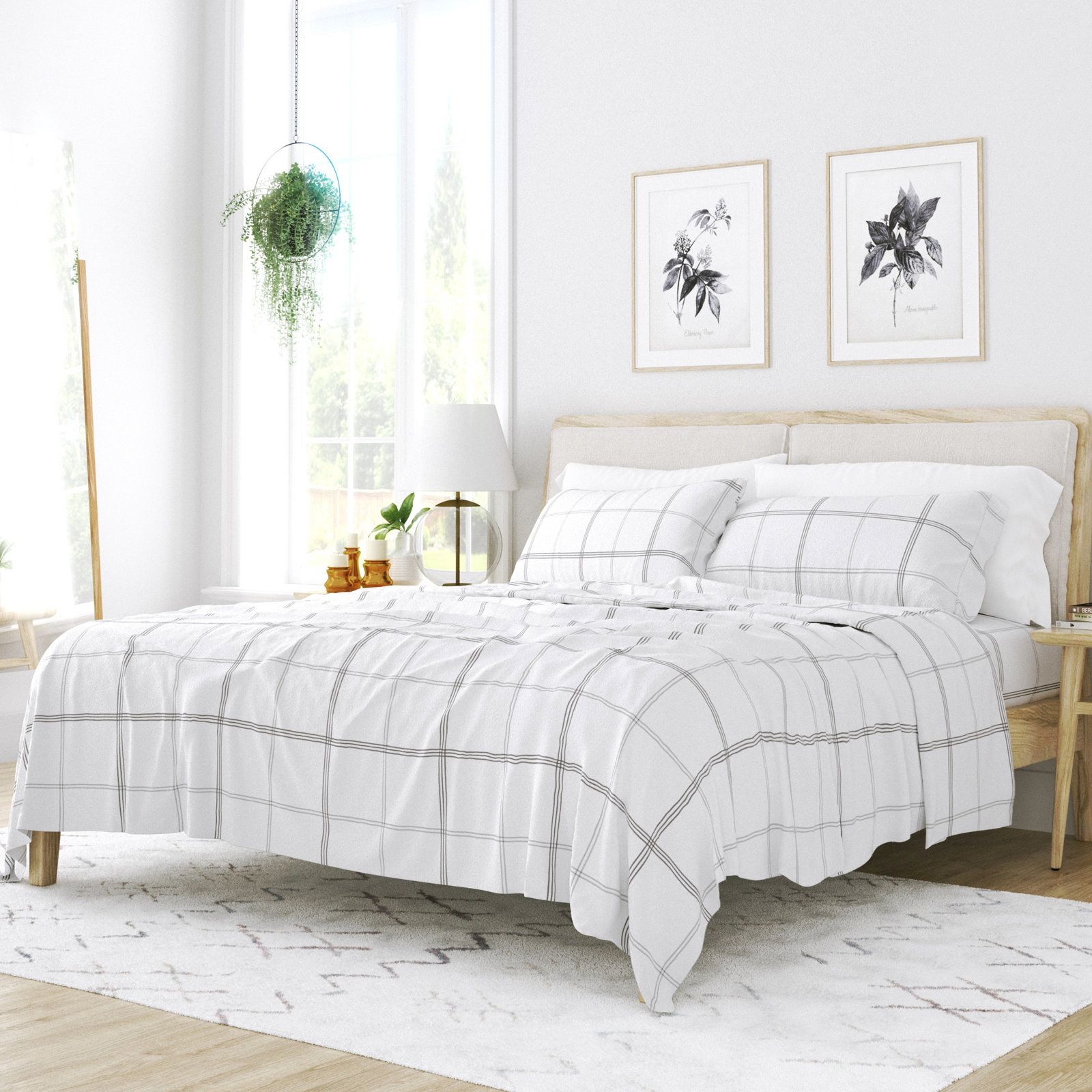 Image of the white plaid bedding