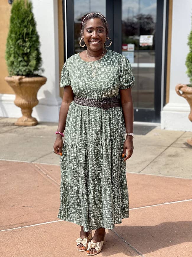 reviewer successful  the greenish  polka dot dress