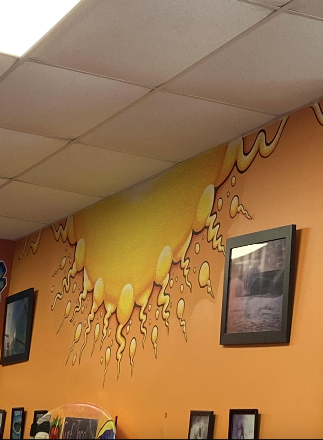 A mural that looks like sperm