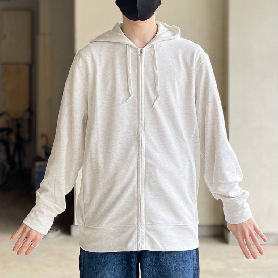 美品 ユニクロ エアリズム パーカー ライトグレー フルジップ フード  