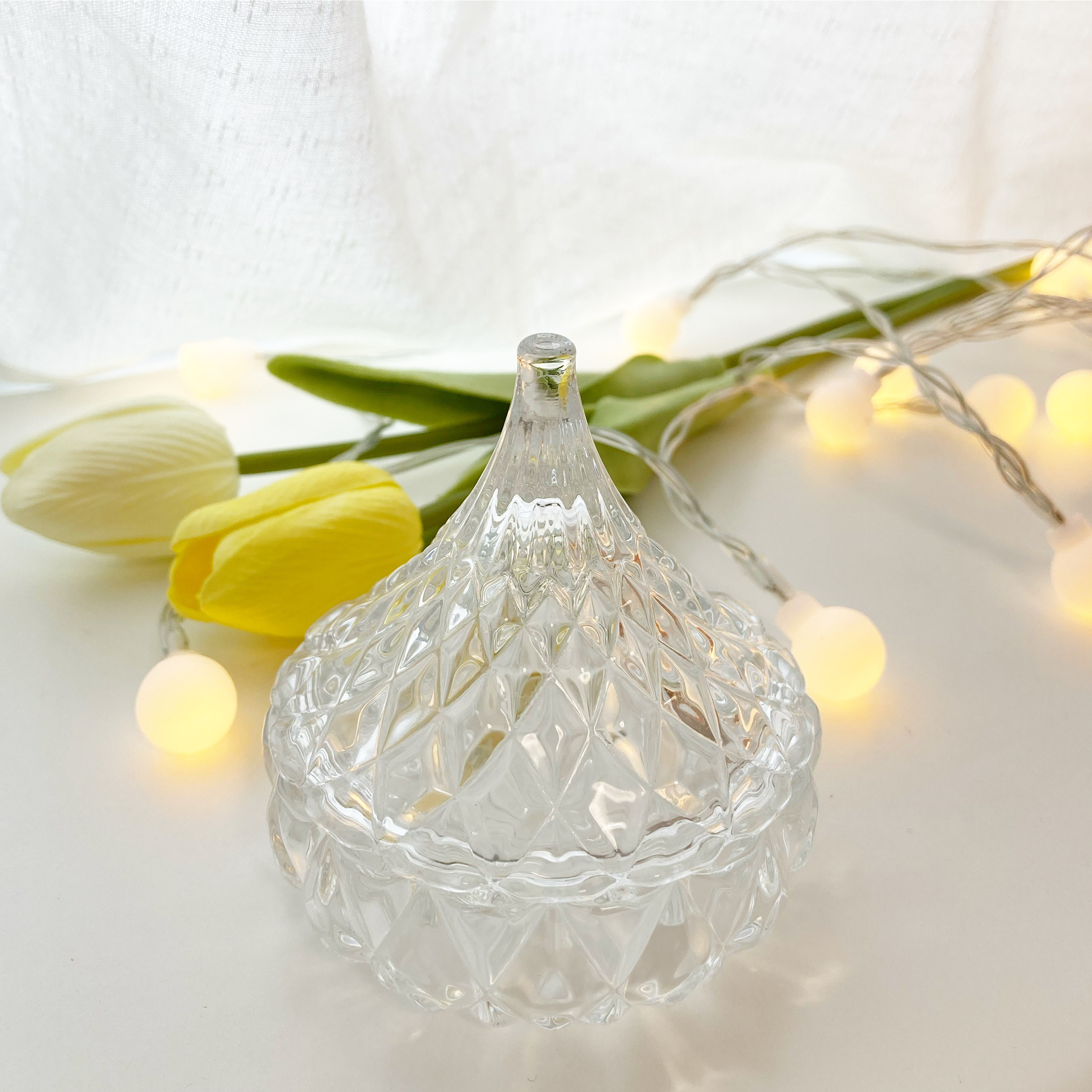 CanDo(キャンドゥ)の小物入れ「インテリアガラスキャニスタードロップ」