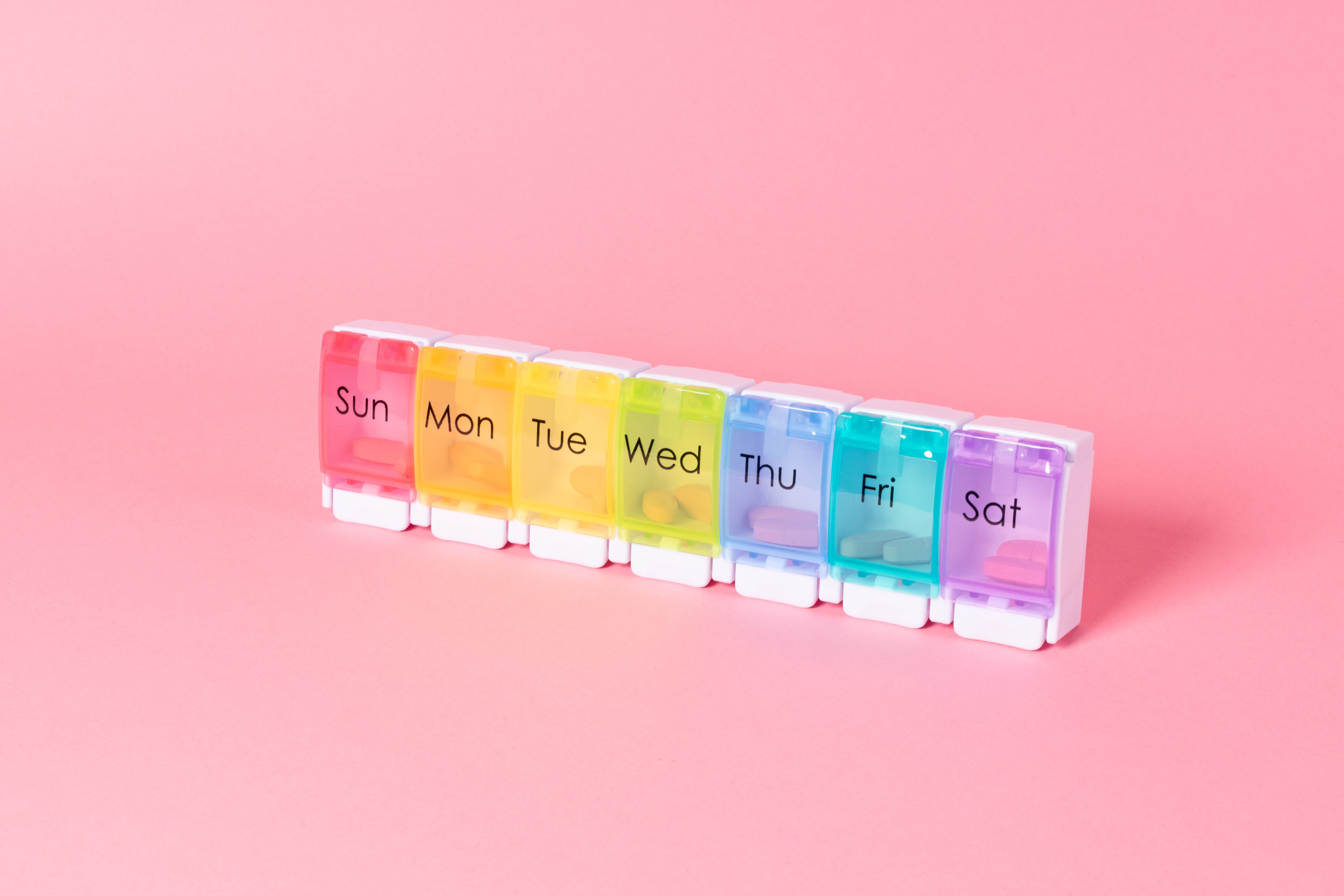 A weekly pill container
