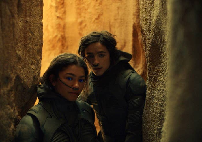 A scene from Dune with Timothée and Zendaya