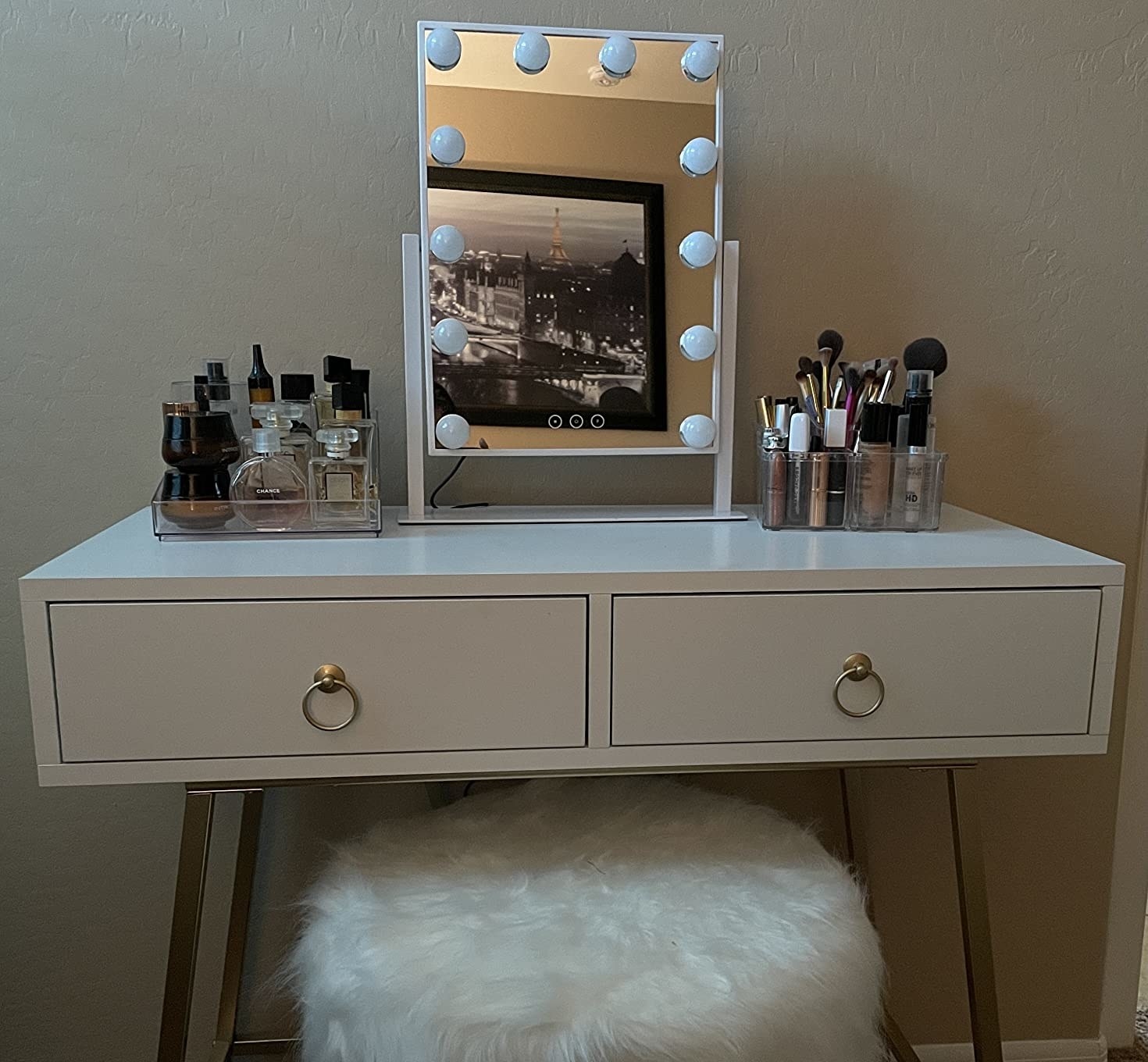 the mirror on a reviewer&#x27;s vanity