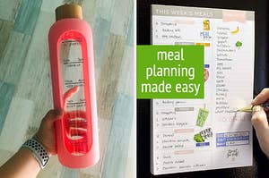tracking water bottle and meal planning pad