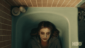 cassie from "euphoria" does a face mask in the bath while looking sad