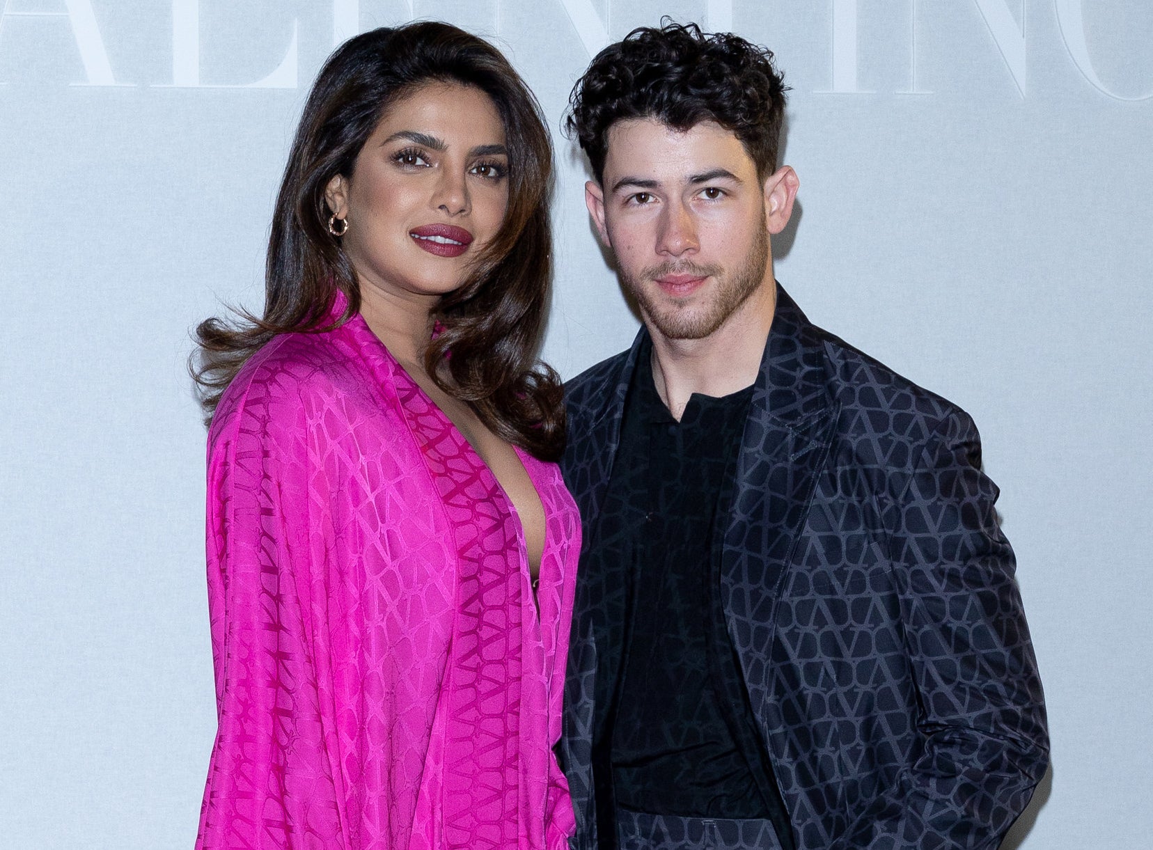 A closeup of Priyanka and Nick