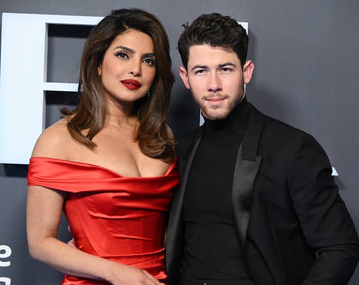 A closeup of Priyanka and Nick