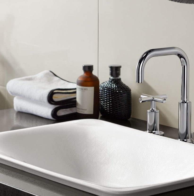 Image of polished chrome faucet and handles