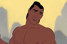 Li Shang from Mulan cocking his head to the side and smiling