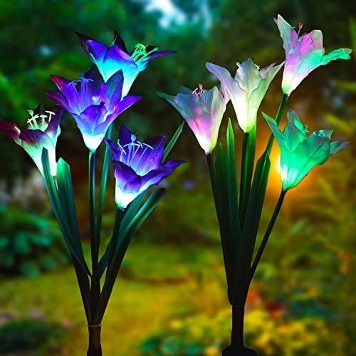 an array of light up flowers glowing