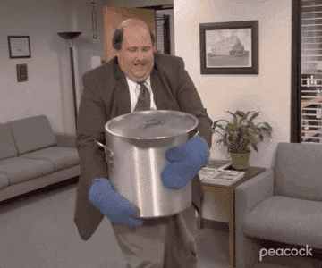 A gif of Kevin spilling the chili