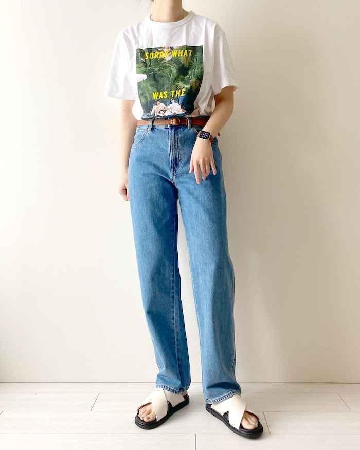 ユニクロのオススメのサンダル「バックストラップサンダル」のコーディネート