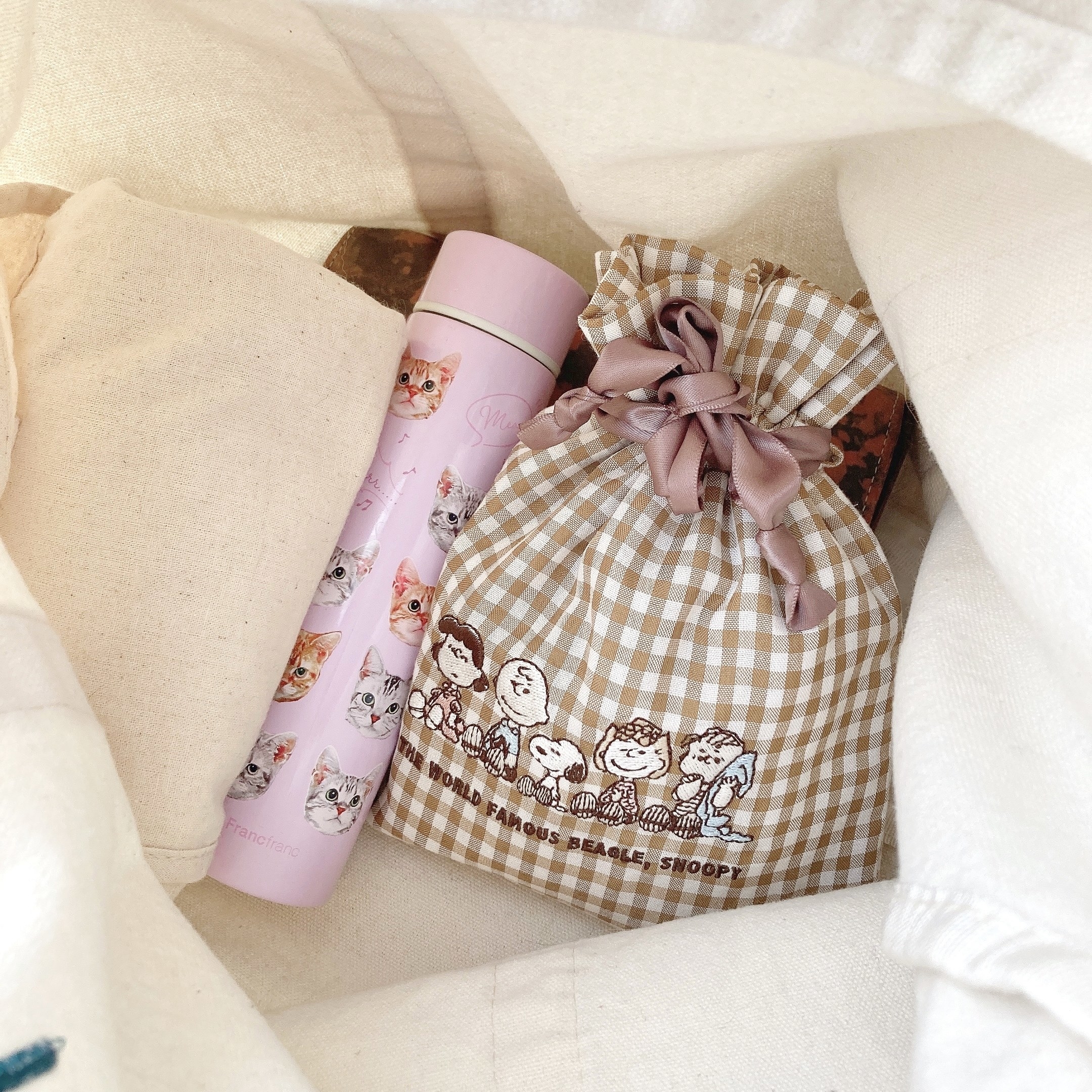 PLAZA（プラザ）限定のオススメのポーチ「スヌーピー PEANUTS 巾着ポーチ」