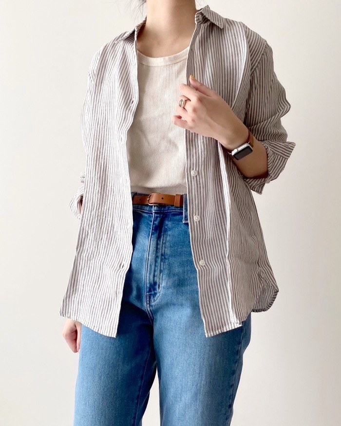 無印良品のオススメのシャツ「ヘンプ洗いざらしレギュラーカラー長袖シャツ」