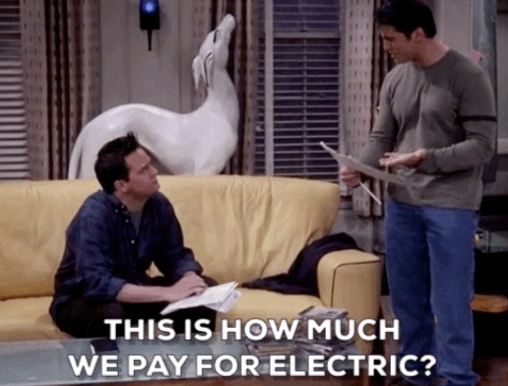 Joey from &quot;Friends&quot; shocked by his bills exclaiming &quot;This is how much we pay for electric?&quot;