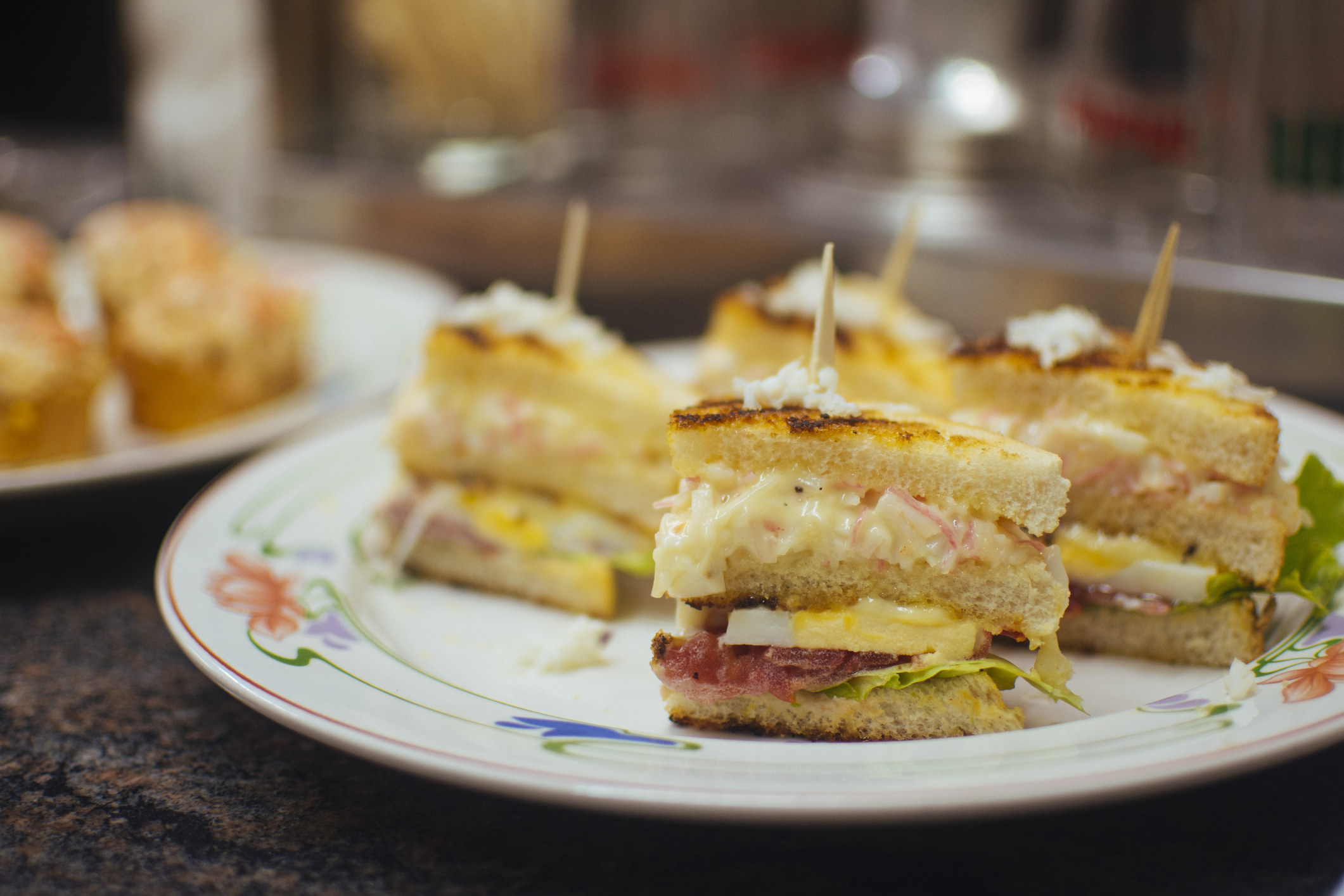 Mini sandwich-style Pintxos on a plate in San Sebastián