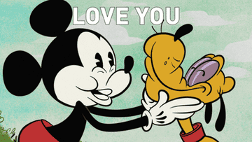 image of mickey mouse saying i love you to his dog