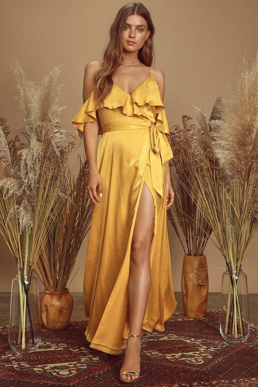 Aniston Luxe Satin Halter Bridesmaid Dress