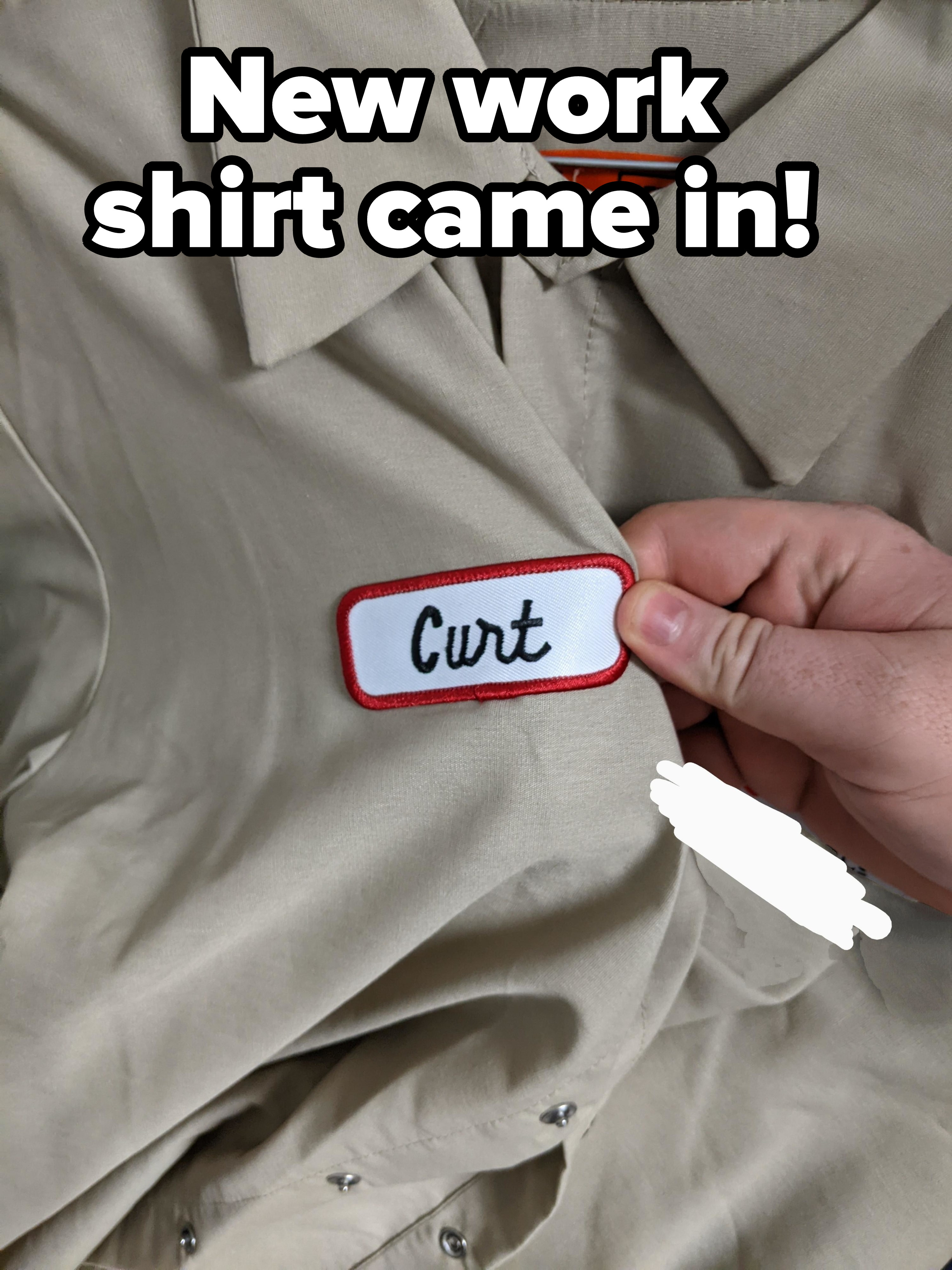 &quot;Curt&quot; name tag that looks like the c-word