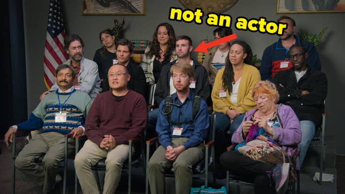 jury group sitting together with an arrow pointing to ronald in the middle