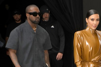 Kim Kardashian and Kanye West attend the Balenciaga show