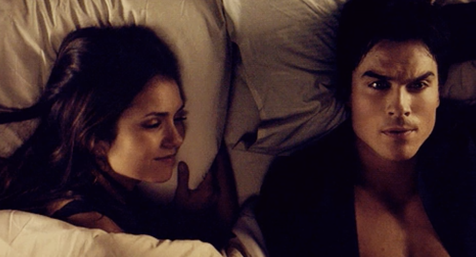 Damon and Elena in bed