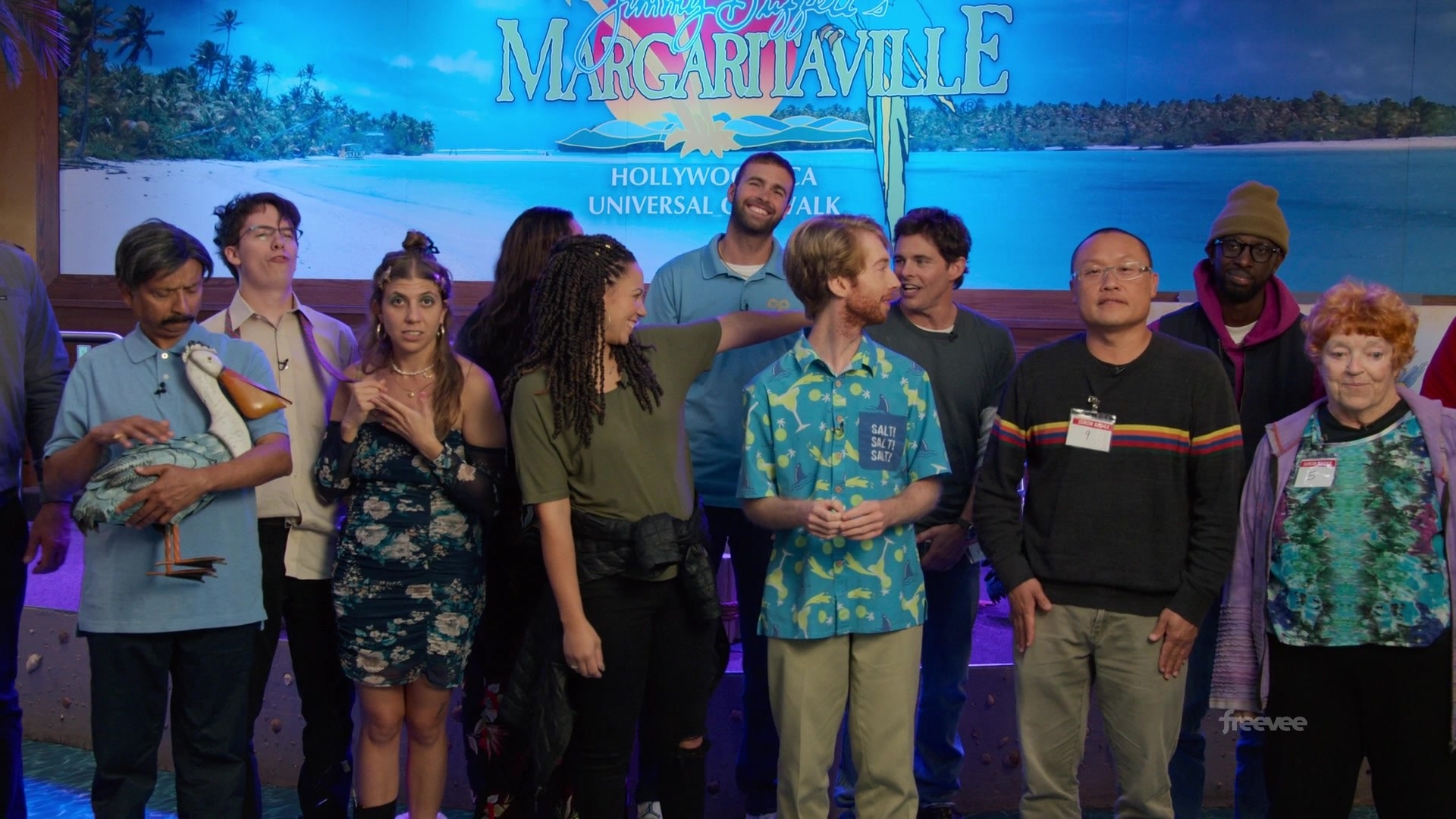 jurors standing together outside of margaritaville