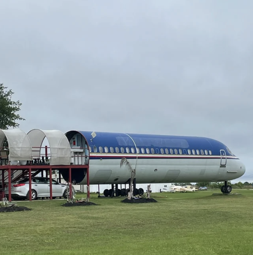Someone using a converted plane as a home
