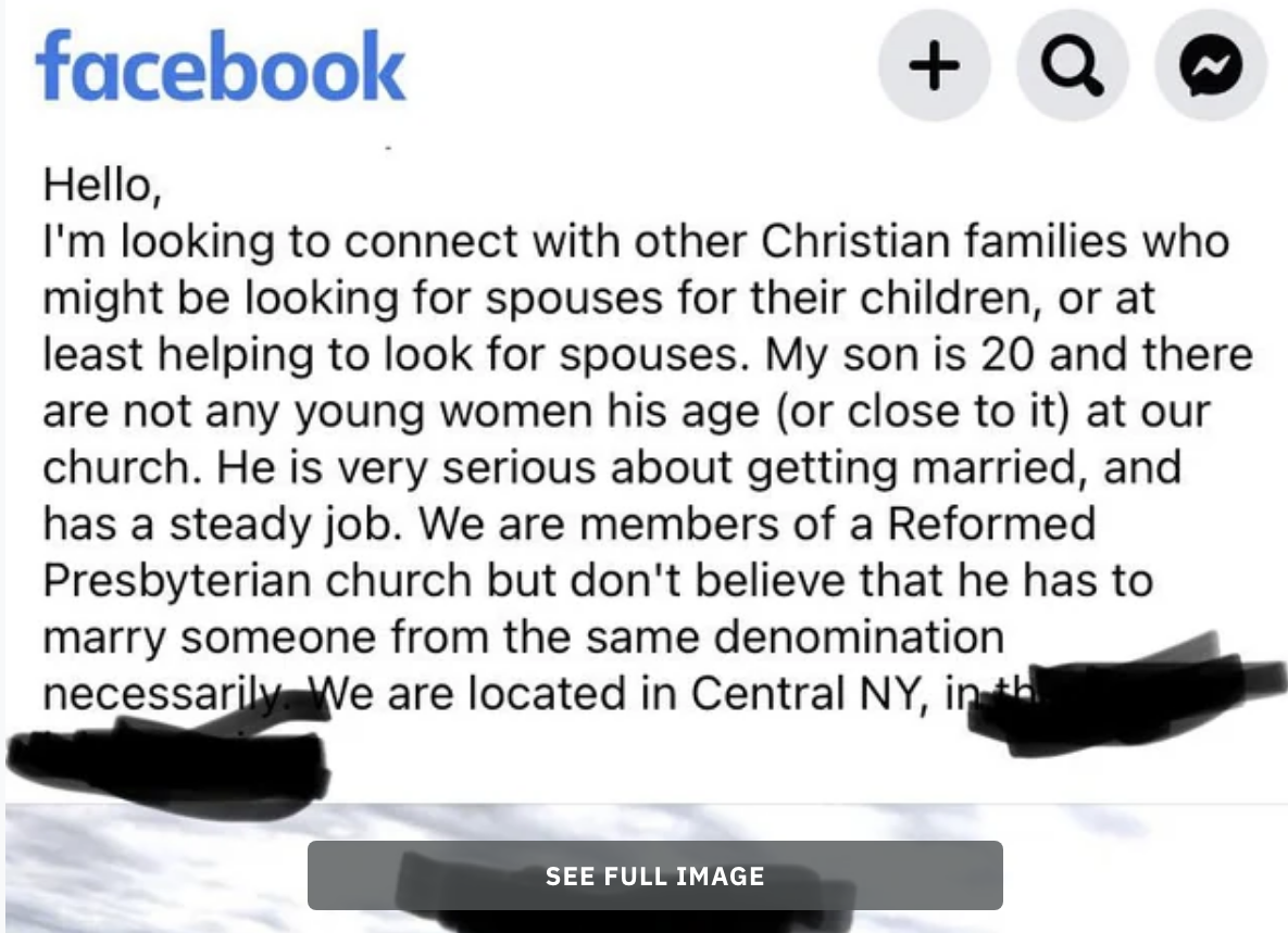 Parent with a 20-year-old son is looking to connect with other Christian families who might be looking for spouses for their children