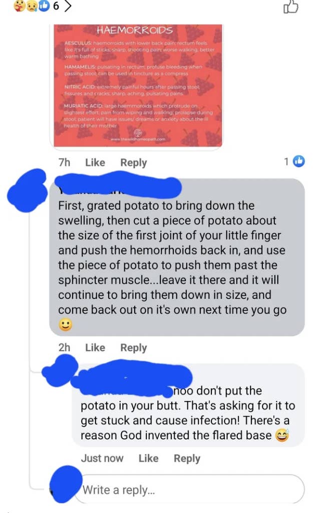 Instructions on how to treat hemorrhoids with a potato