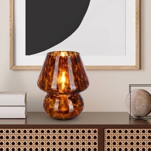 The mushroom lamp on a table