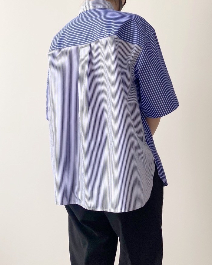 ユニクロのオススメのファッション「ストライプリラックスシャツ（半袖）」のコーディネート