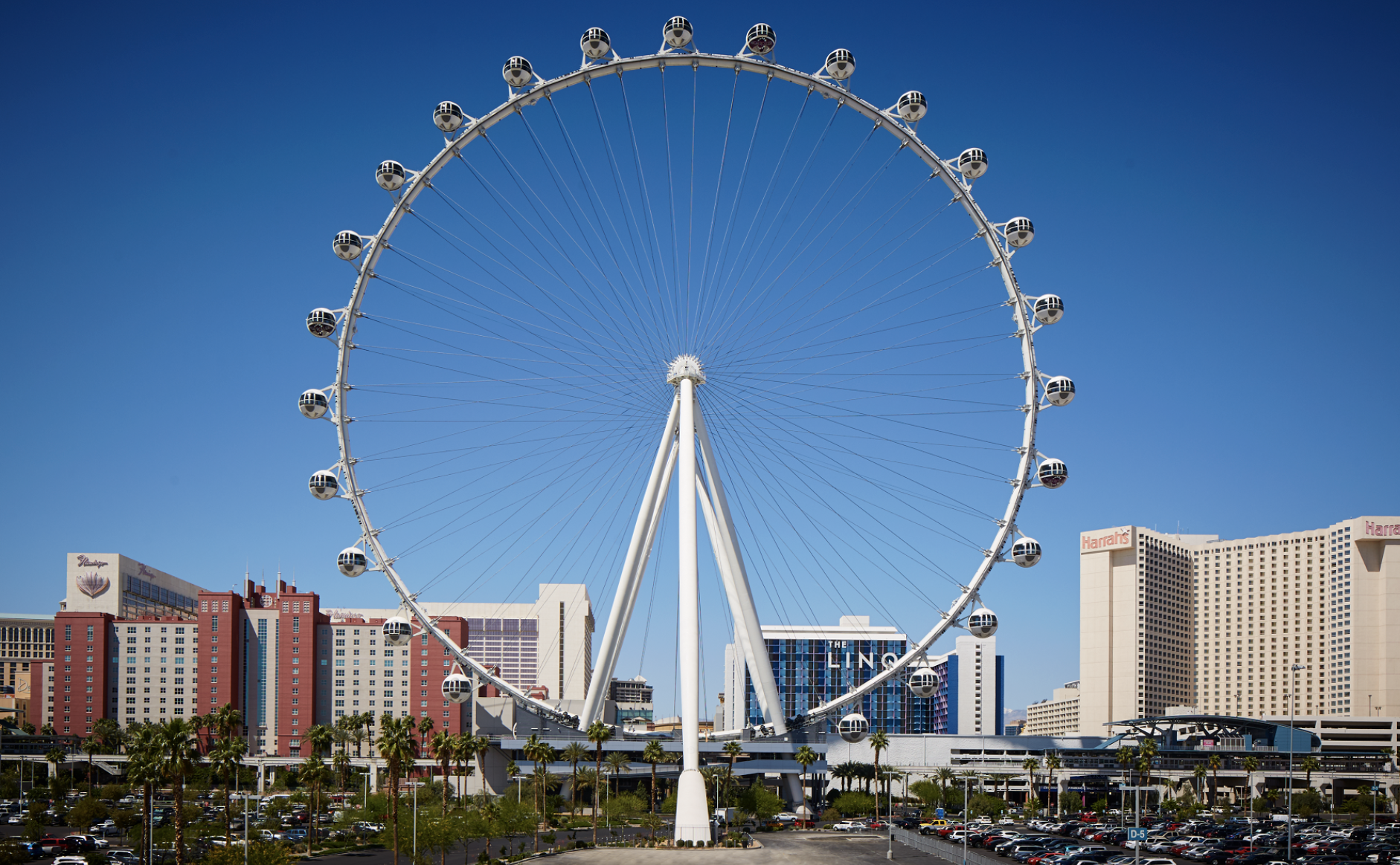 a photo of the high roller wheel from afar