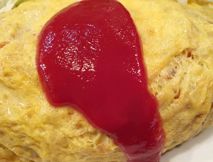 Ketchup on an omelette
