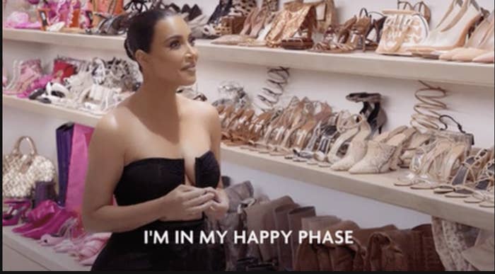 kim kardashian saying, &quot;I&#x27;m in my happy phase.&quot;
