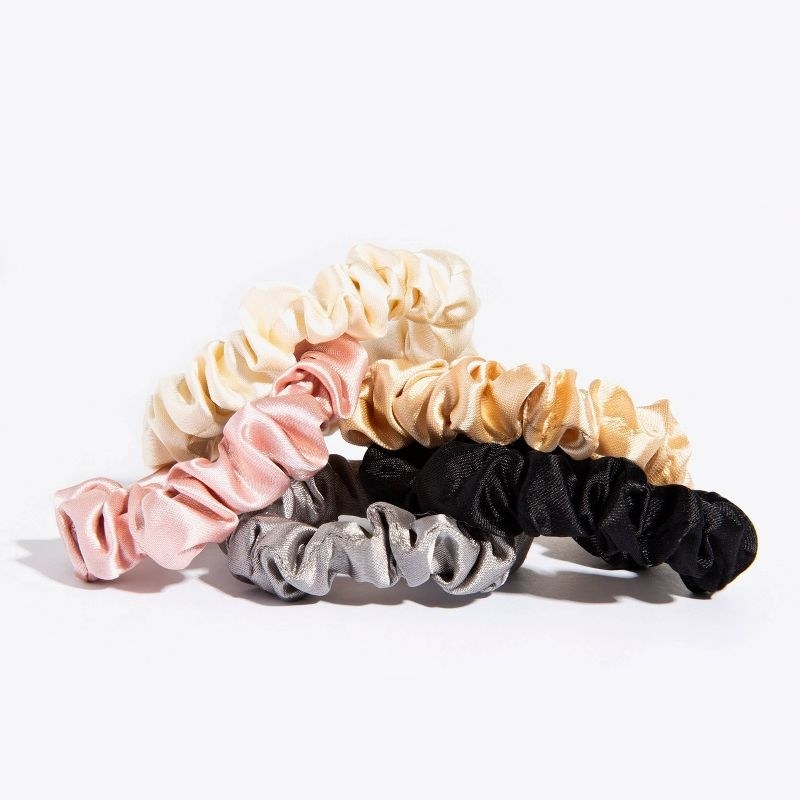 A set of hair scrunchies in different colors