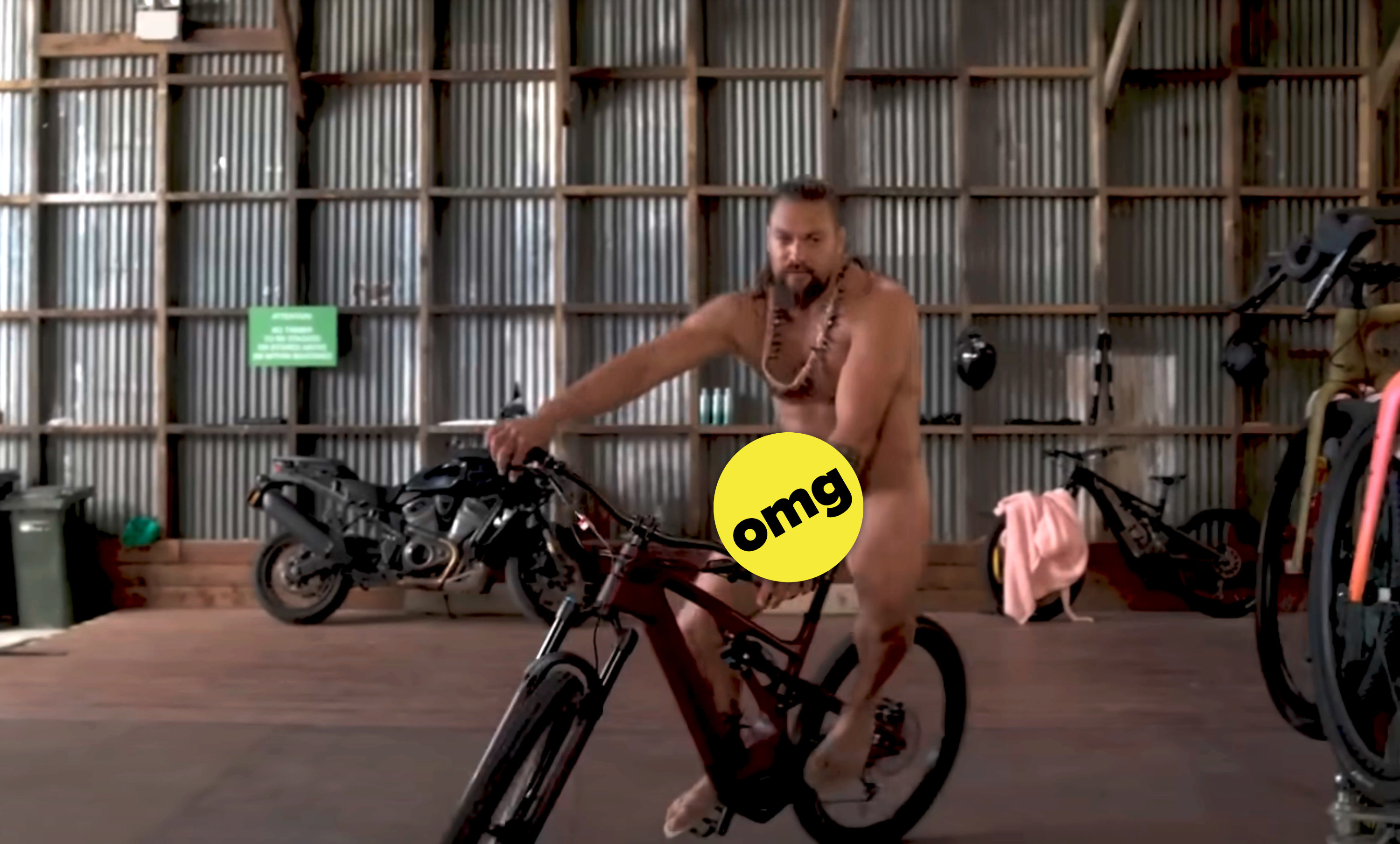 Jason Momoa biking naked