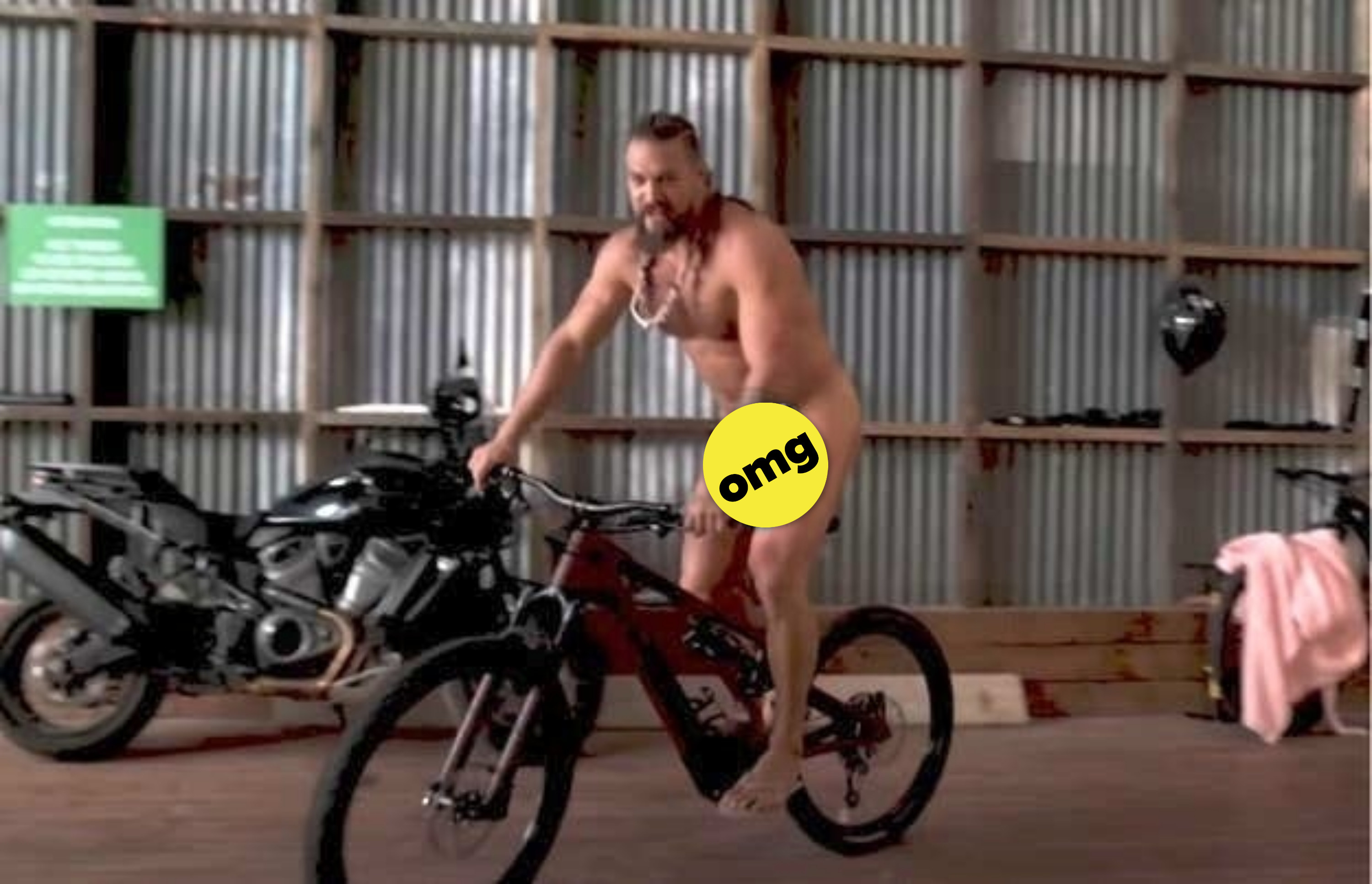 Jason Momoa biking naked