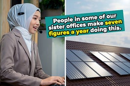 a person in a call center vs solar panels