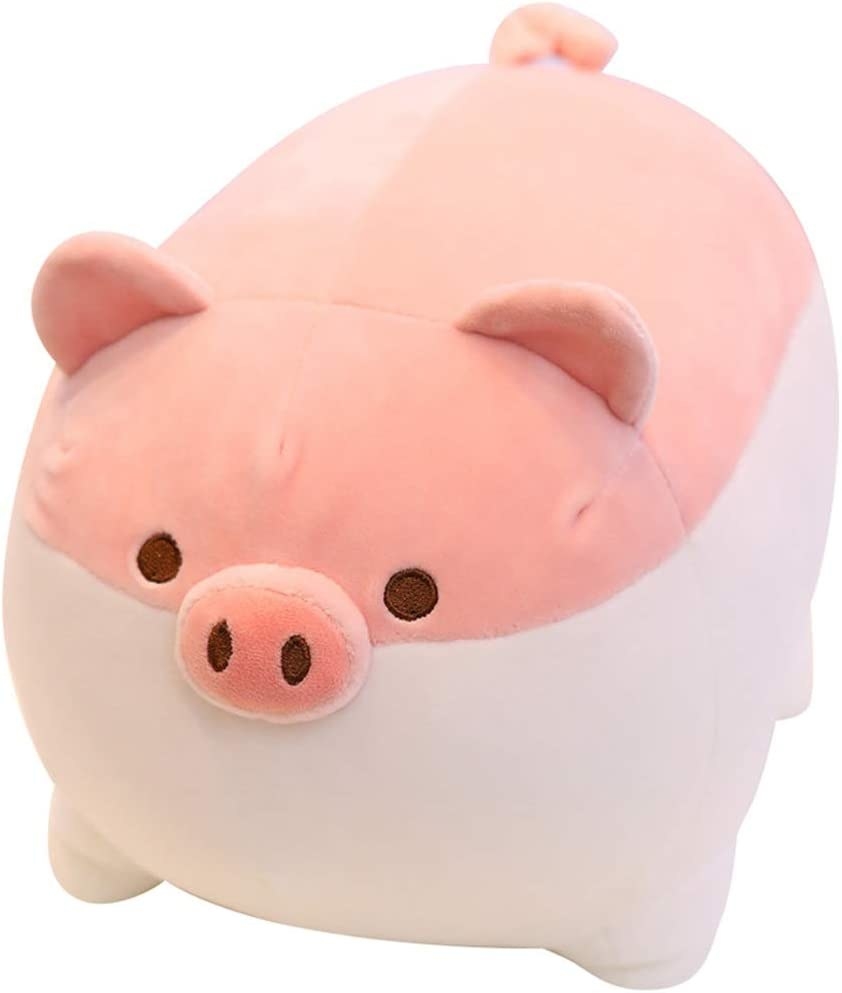 Fat pig plush on white background
