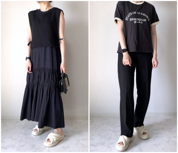 GU（ジーユー）のおすすめのレディースアイテム「パフィークロスベルトサンダル」のコーディネート