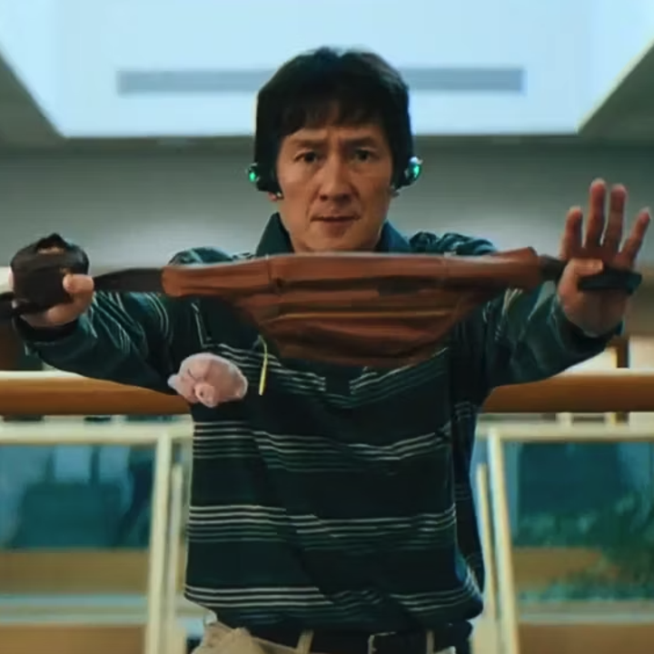 Waymond getting ready to fight with fanny pack