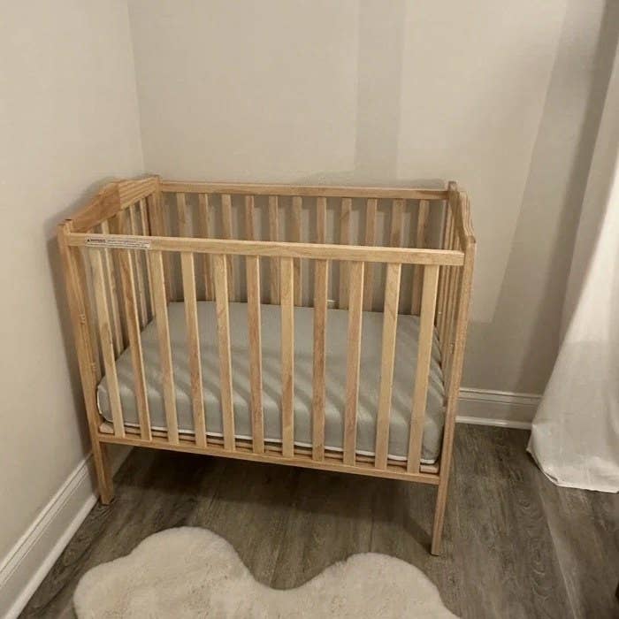 the crib in the natural finish