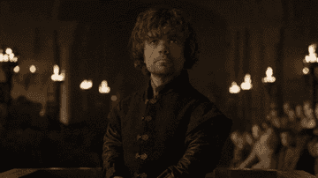 tyrion from game of thrones shaking his head and saying no