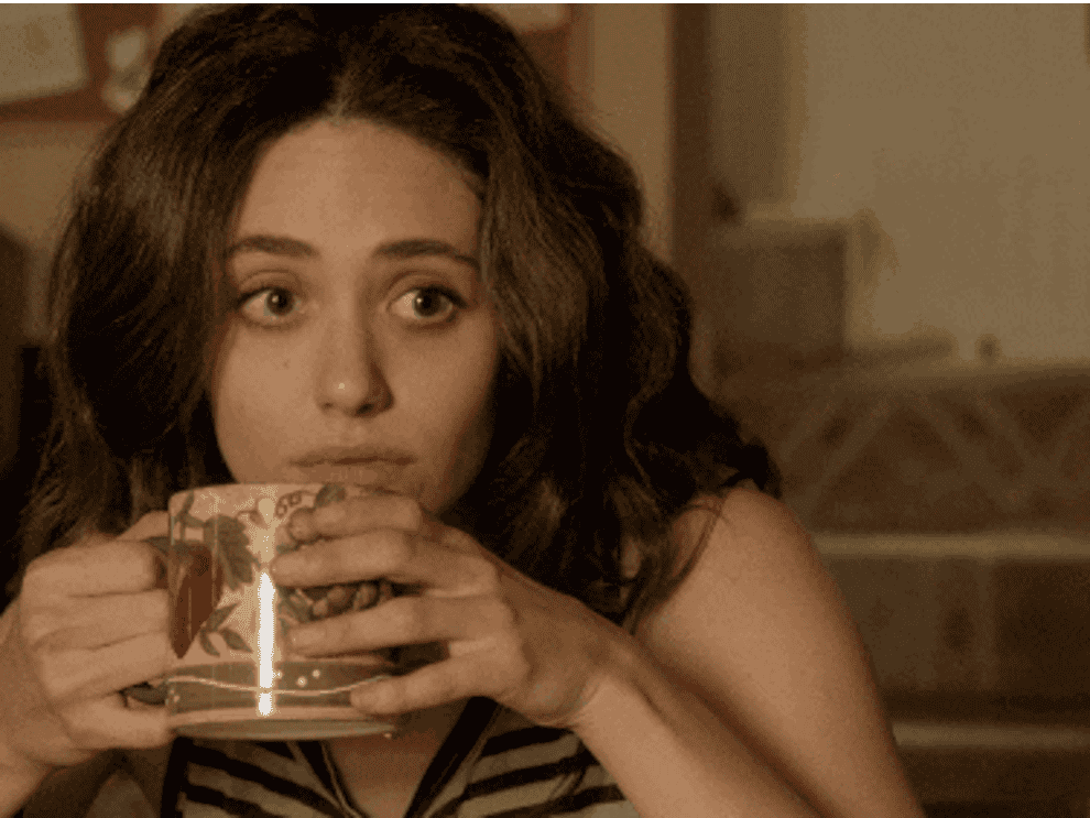 fiona from shameless saying not my problem and drinking from a mug