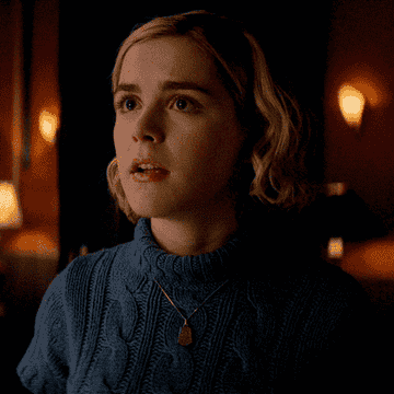 sabrina from the chilling adventures of sabrina looking surprised
