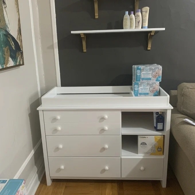 the changing table in white