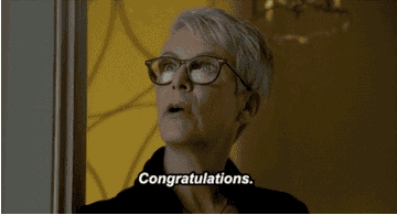 Jamie Lee Curtis saying &quot;congratulations on making this moment all about you&quot;