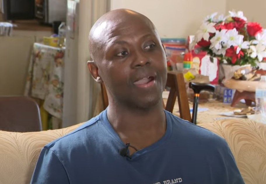 Thomas Raynard James sitting down for an interview at home as a free man